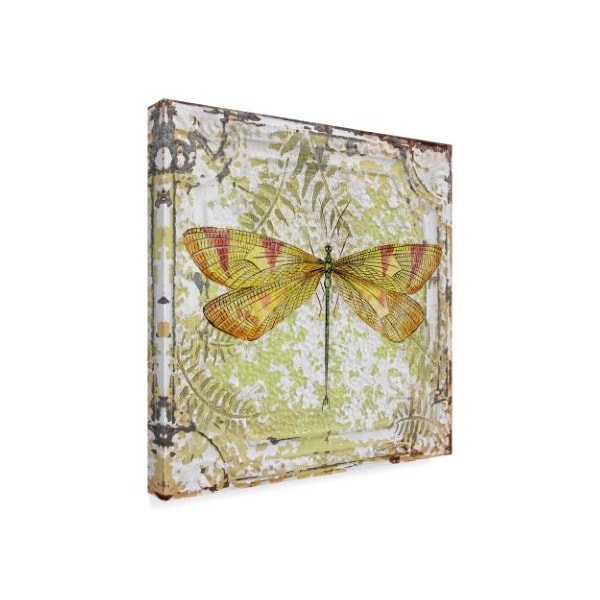 Jean Plout 'Dragonfly On Tin Tile 1' Canvas Art,18x18